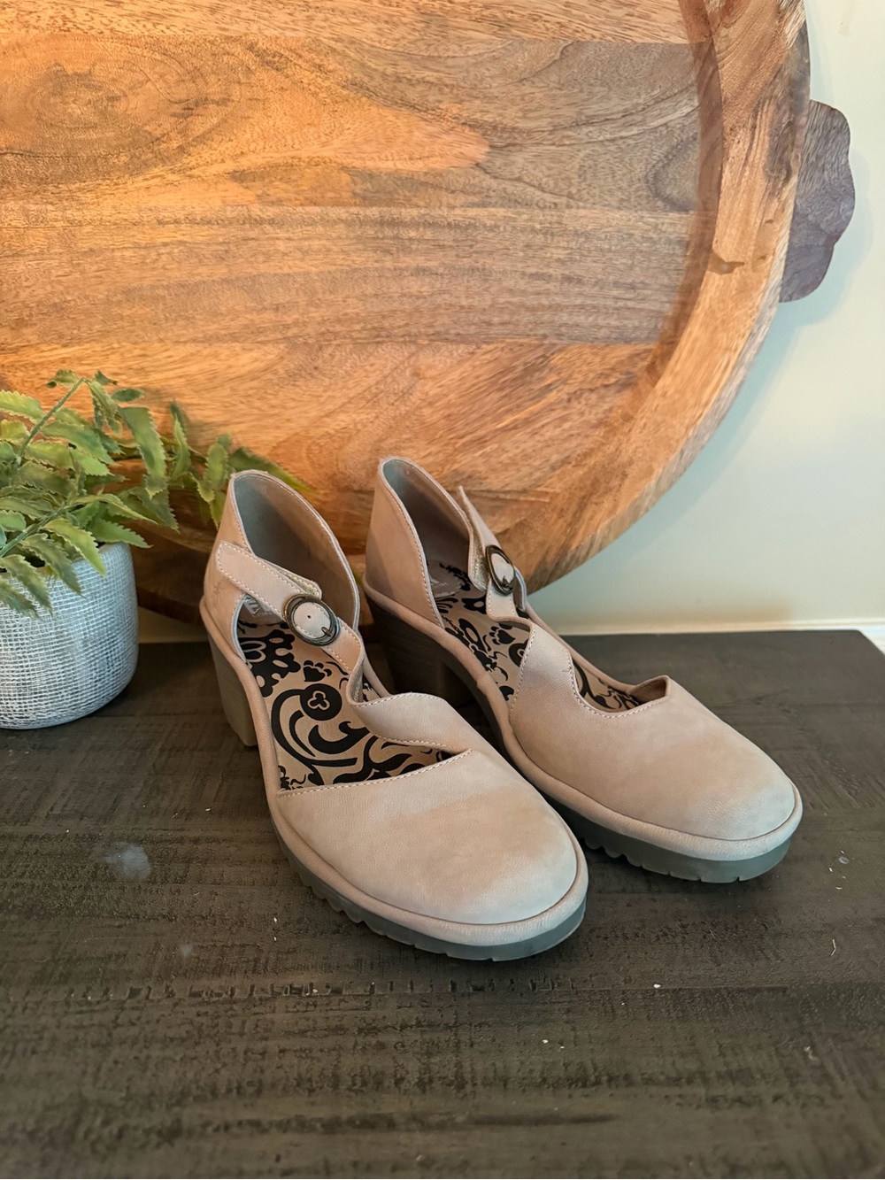 Fly London Leather Asymmetrical Strap Heeled Sandals Wako Cloud 39EU/8.5-9US EUC